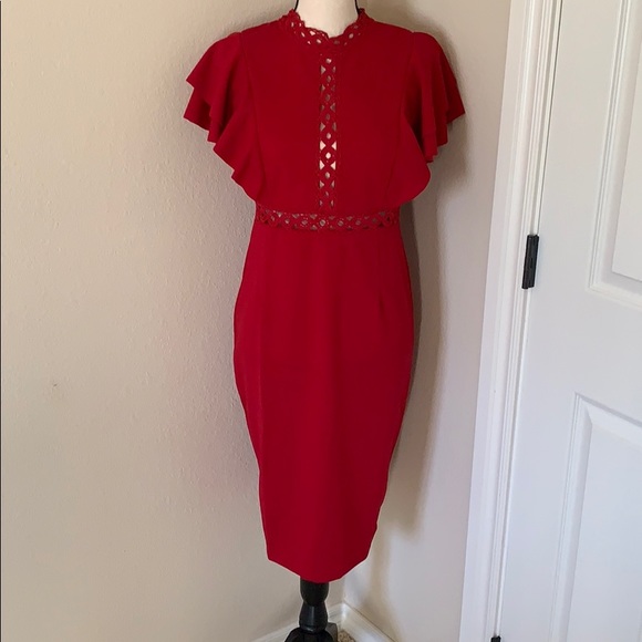 Dresses & Skirts - Large Red Ruffle Sleeve Dress